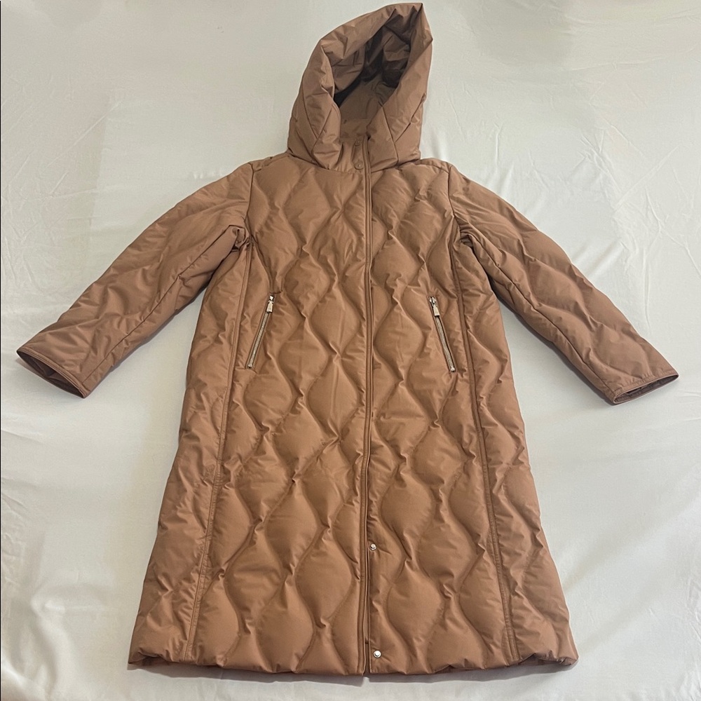 Women's Bosideng Quilted Brown Hooded Goose Down Puffer Coat
